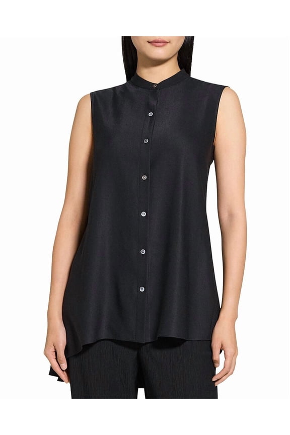 womens Sleeveless Tunic Linen-Blend Dress, s, Black