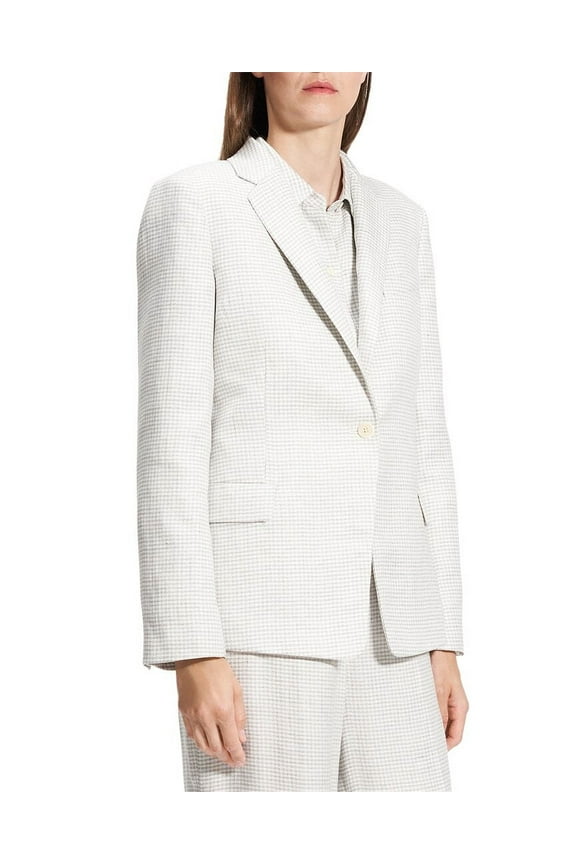womens Slim Fit Linen-Blend Blazer, 00