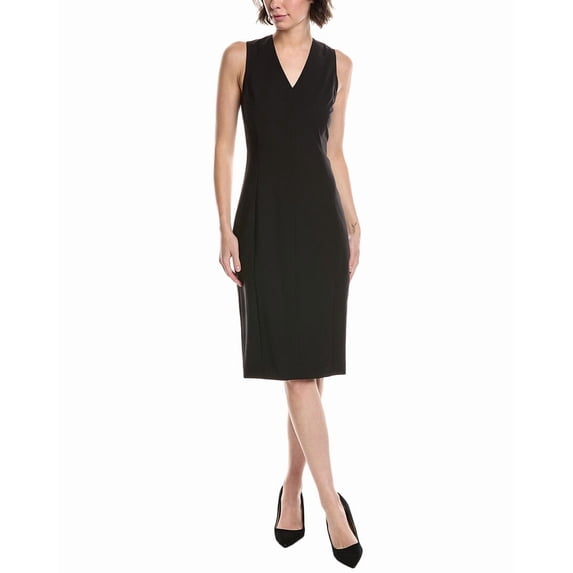 Theory womens Slim Wool-Blend Midi Dress, 0, Black