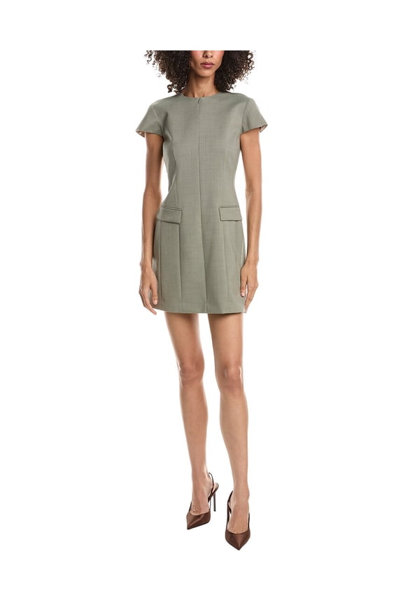 womens Tailor Zip Wool-Blend Mini Dress, 16, Brown
