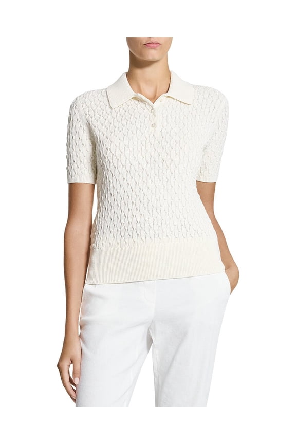 womens Textured Cable Polo Sweater, p