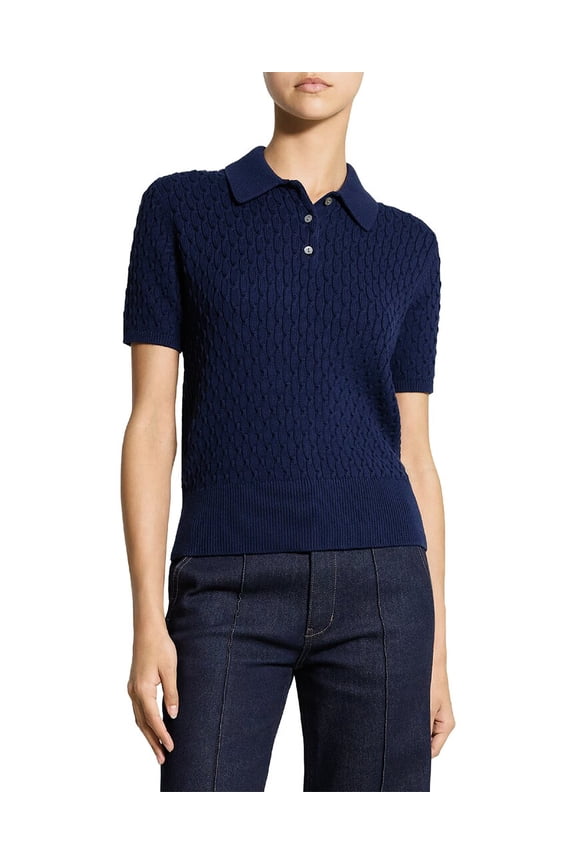 womens Textured Cable Polo Sweater, s