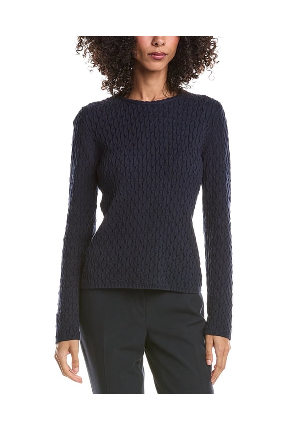 womens  Textured Pullover Sweater, l, Navy