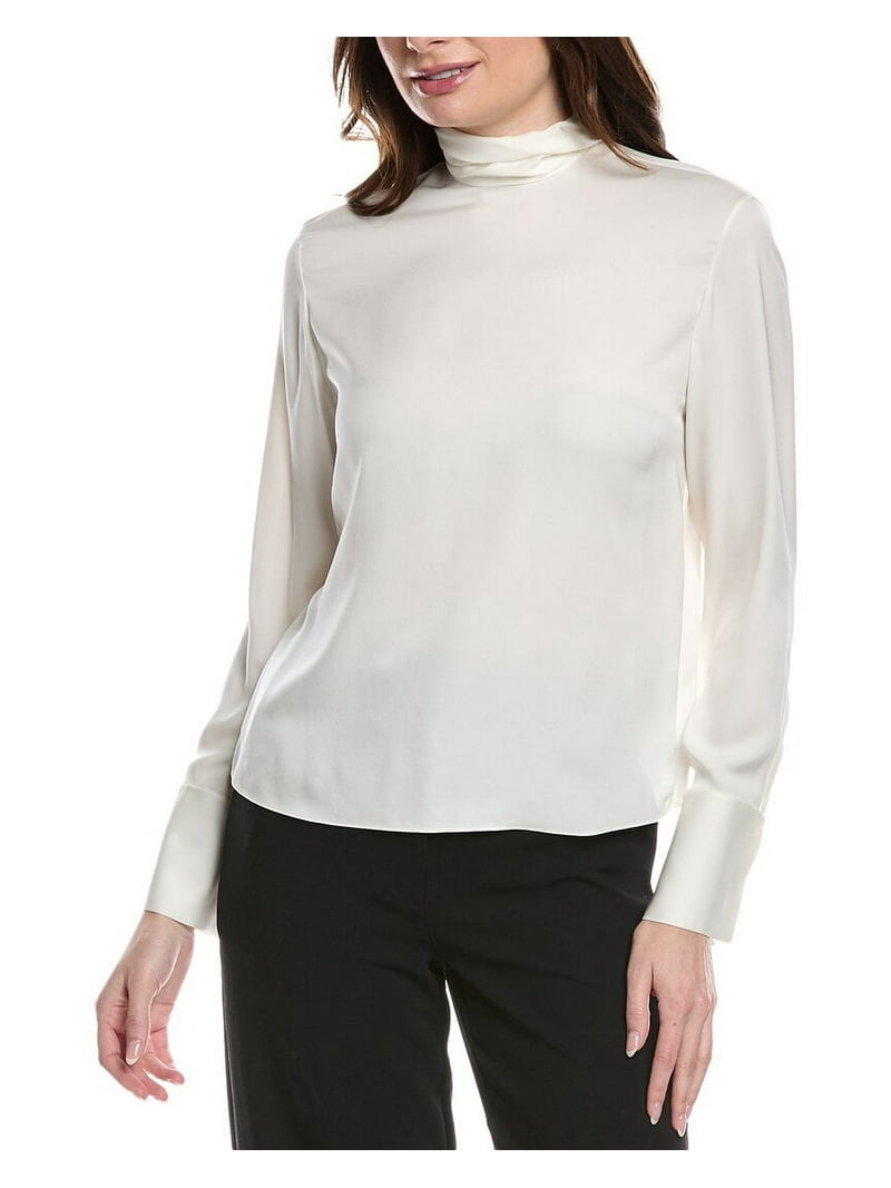 Theory womens Tie Turtleneck Silk Blouse, p, White - Walmart.com