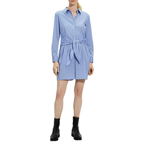 Theory womens  Tie Waist Romper, 6, Blue