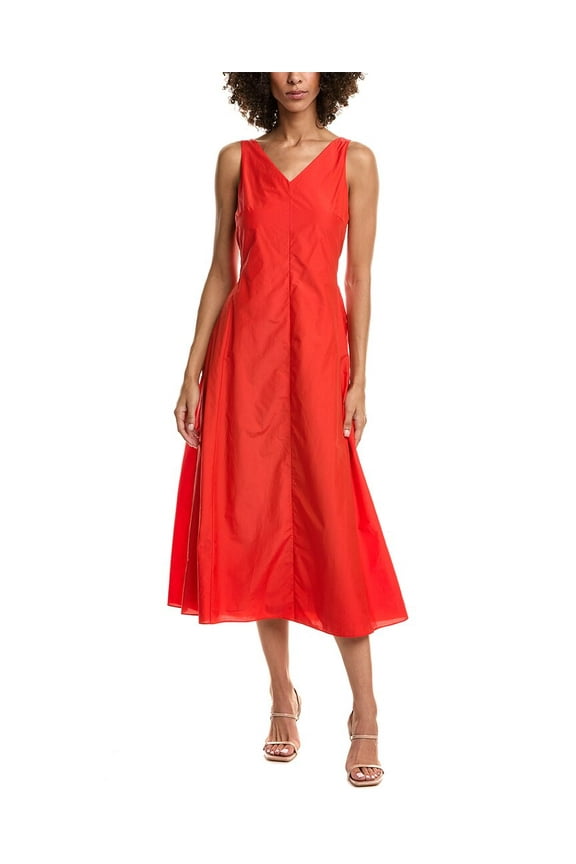womens V-Neck Open Back Dress, m, Red