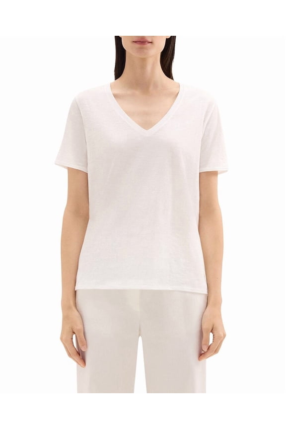 womens V-Neck T-Shirt, l, White