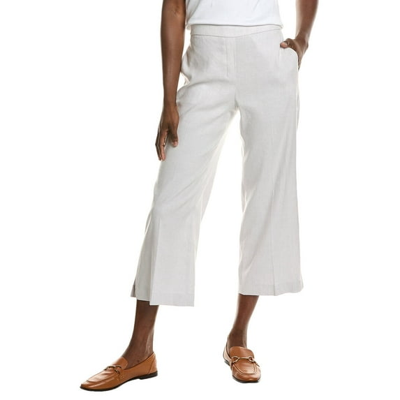 Theory womens Wide Pull-On Linen-Blend J Pant, 6, White