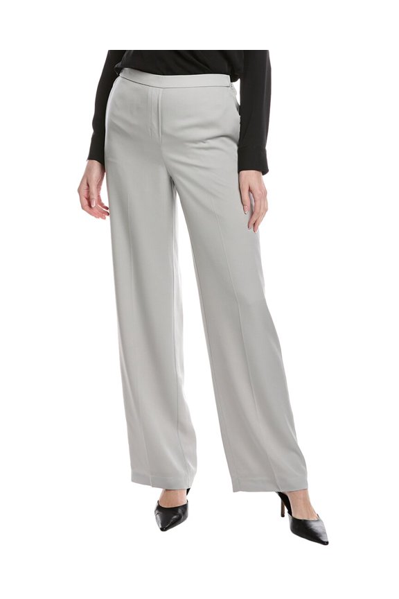 womens  Wide Pull-On Silk Pant, p, Silver