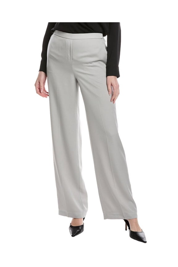 womens Wide Pull-On Silk Pant, p, Silver