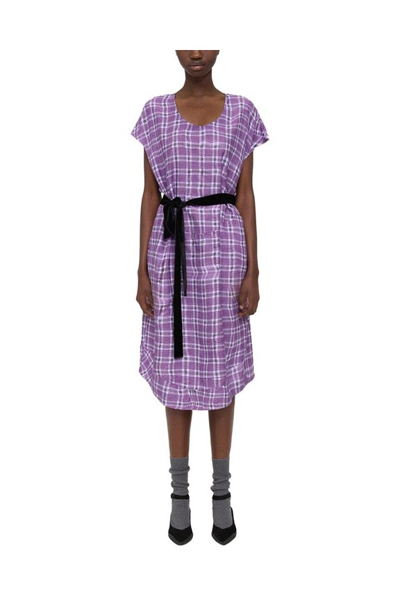 womens  Wrinkle Check Midi Dress, p