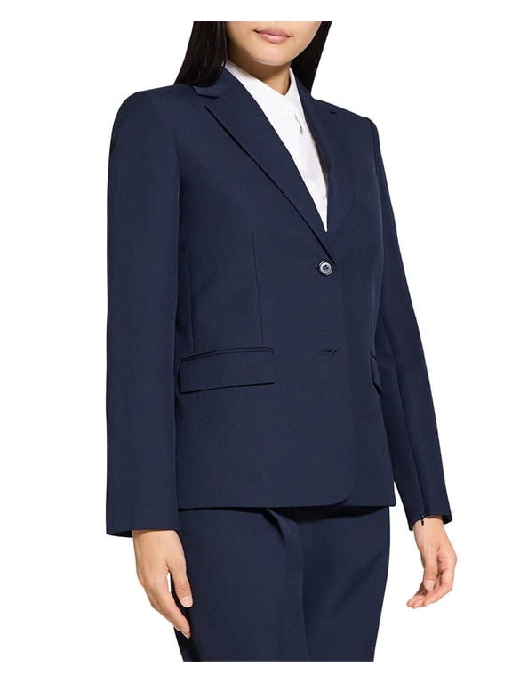womens Zip Sleeve Wool-Blend Jacket, 0, Blue