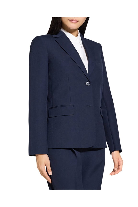 womens Zip Sleeve Wool-Blend Jacket, 2, Blue