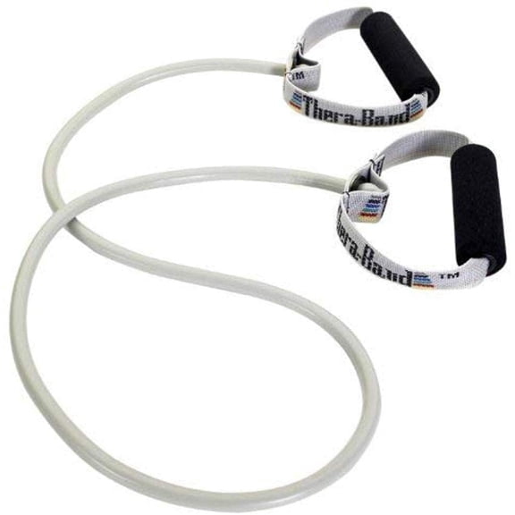 THERABAND Tubing Hard PVC Handles 50" Silver/Super-Heavy