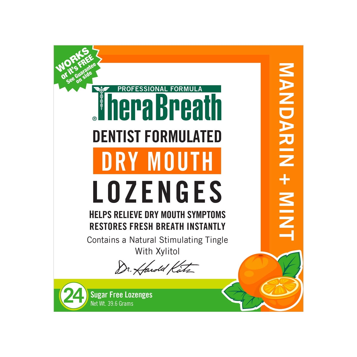 Thera Breath Dry Mouth Mandarin Mint Lozenges, 24 count