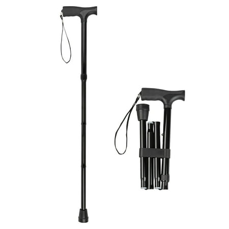 Thera|Care Adjustable Folding Walking Cane | 300 lbs Capacity | Sturdy, Lightweight Aluminum | Pouch