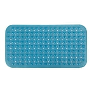 Thera|Care Bath Mat | Non-Slip Textured Surface | 15” x 27” | Secure Suction Cup with Drain Holes | Bathtub Length | Clear Blue