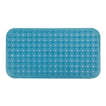 Thera|Care Bath Mat | Non-Slip Textured Surface | 15” x 27” | Secure Suction Cup with Drain Holes | Bathtub Length | Clear Blue