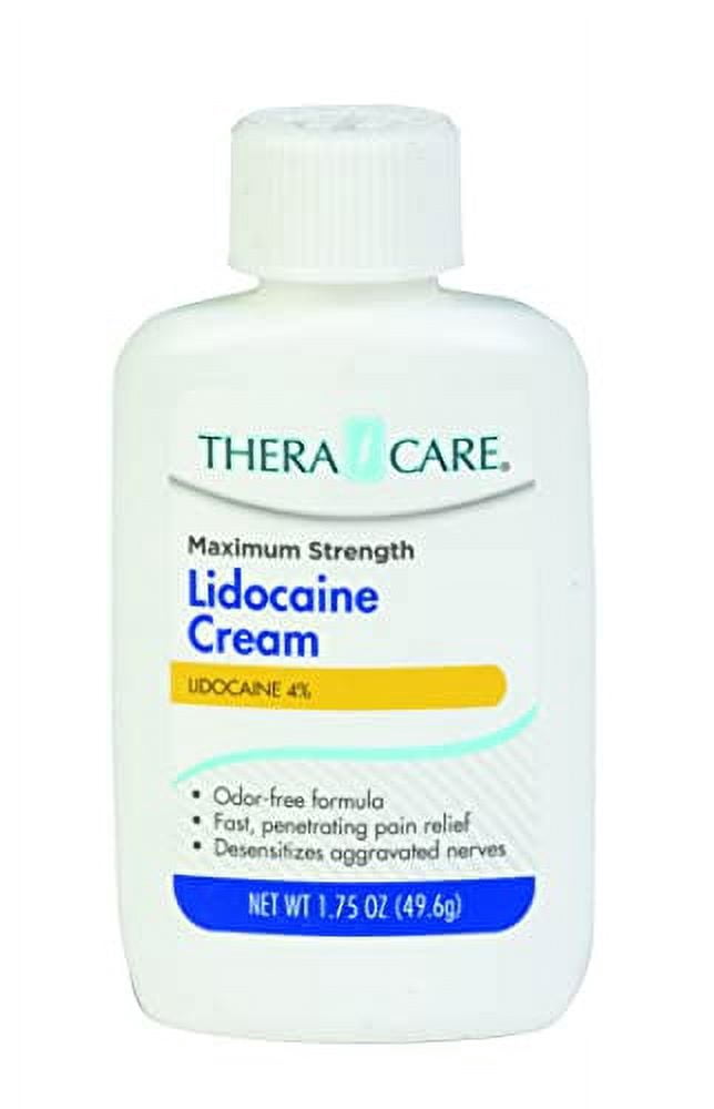 TheraCare Maximum Strength Lidocaine Cream Numbs Away Pain Long