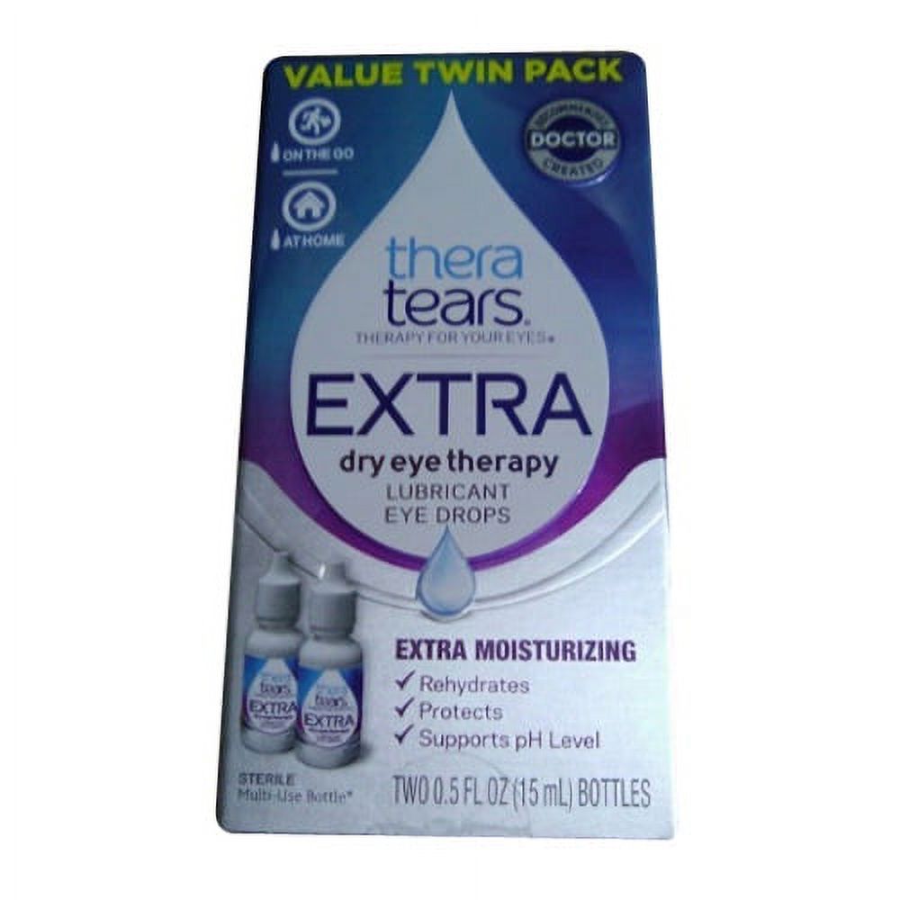 Thera Tears Extra Dry Eye Therapy Lubricant Eye Drops, Twin Pack, 0.5
