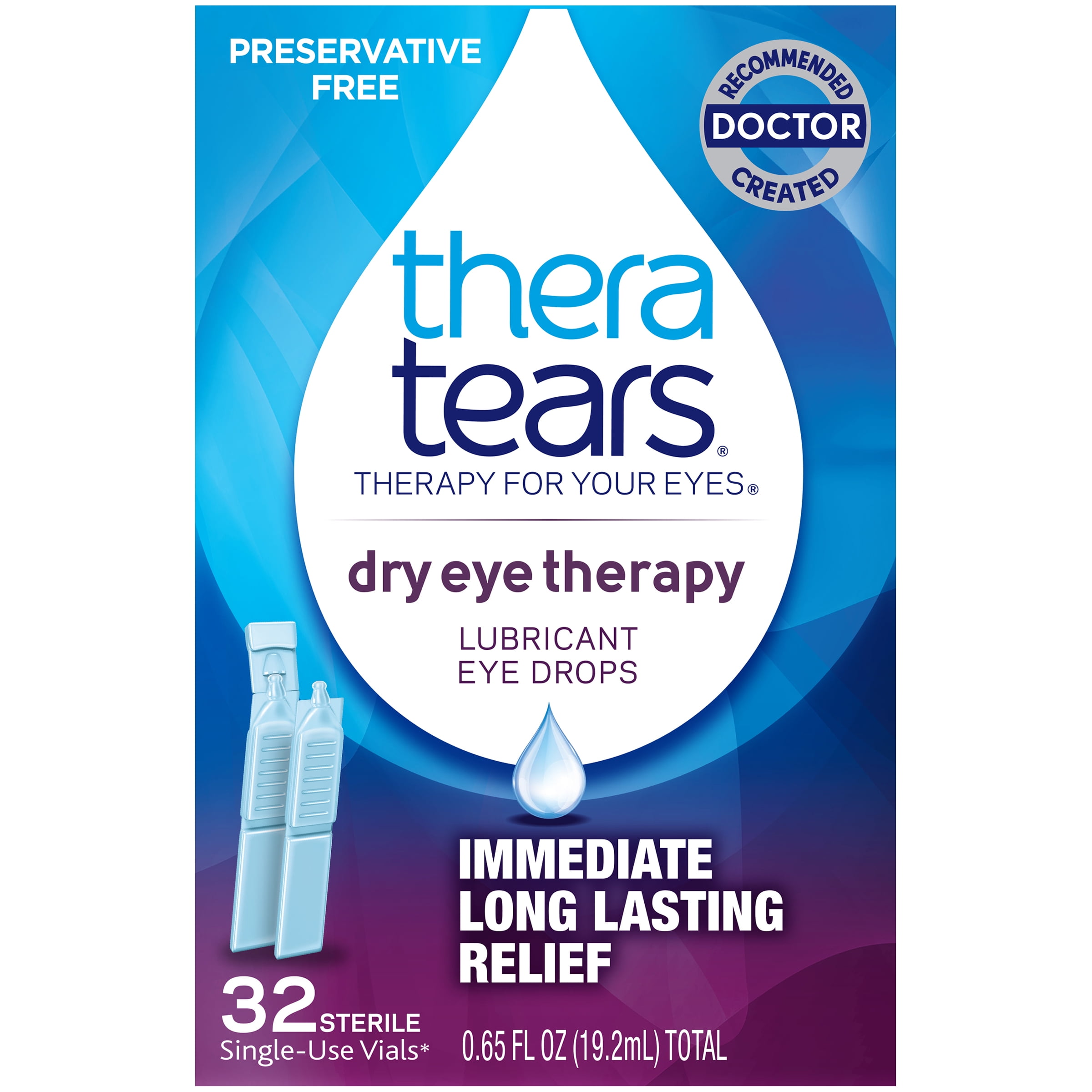 Thera Tears Lubricant Eye Drops Single Use Containers, 0.02 Fl Oz, 32