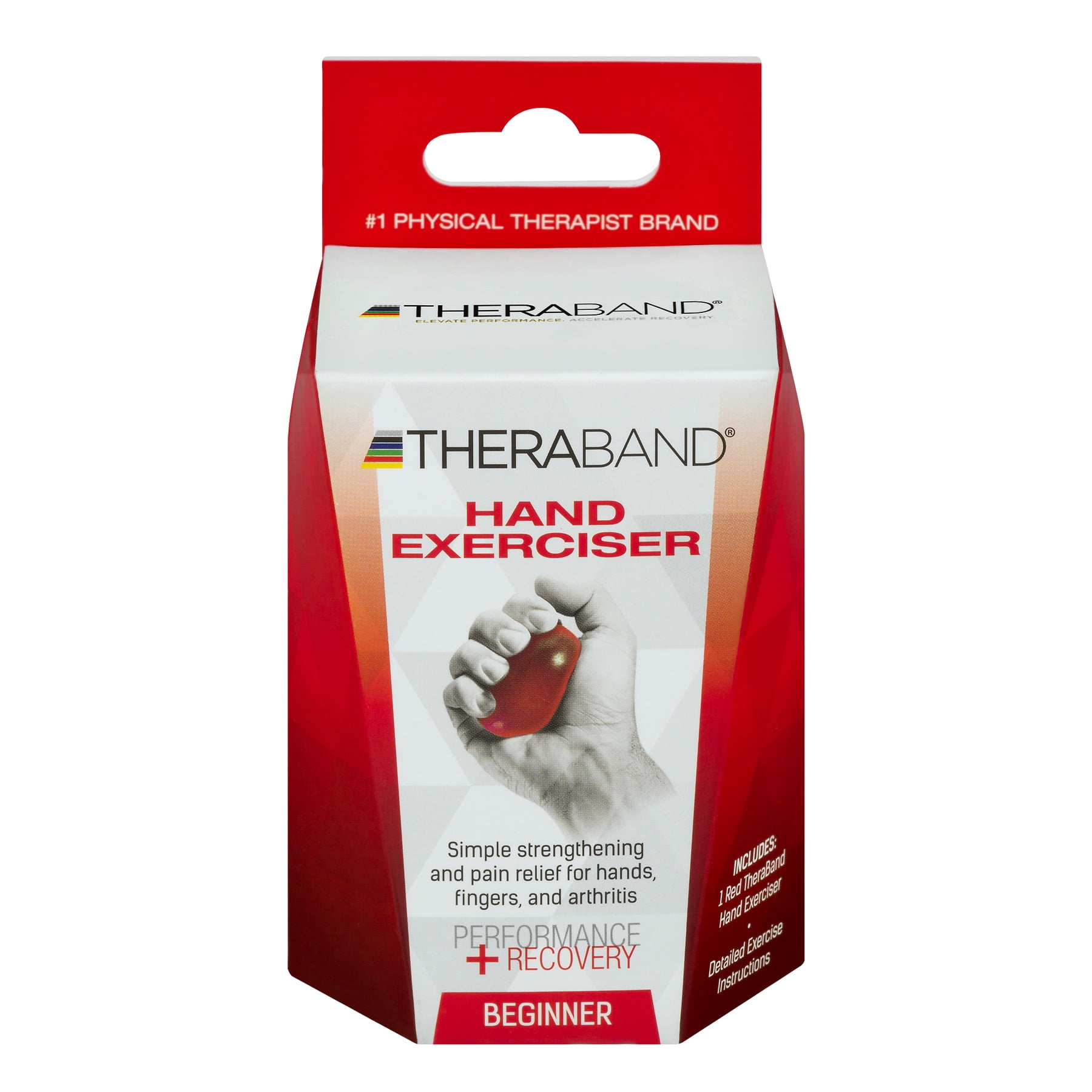TheraBand Hand Exerciser, Standard, Red, Soft, Beginner Level 2