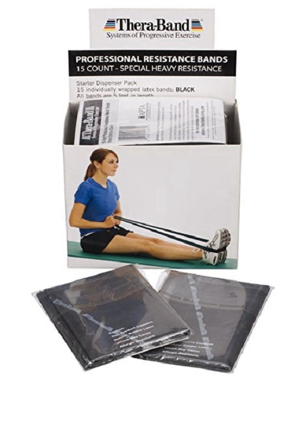 THERABAND Professional Latex Resistance Bands, 5 Foot, 15 Count, Black, Special Heavy, Advanced Level 1
