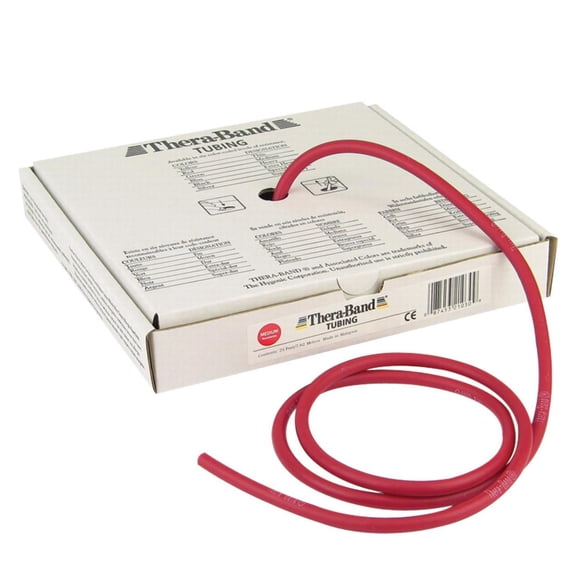 THERABAND Professional Latex Resistance Tubing, 25 Foot, Red, Medium, Beginner Level 3