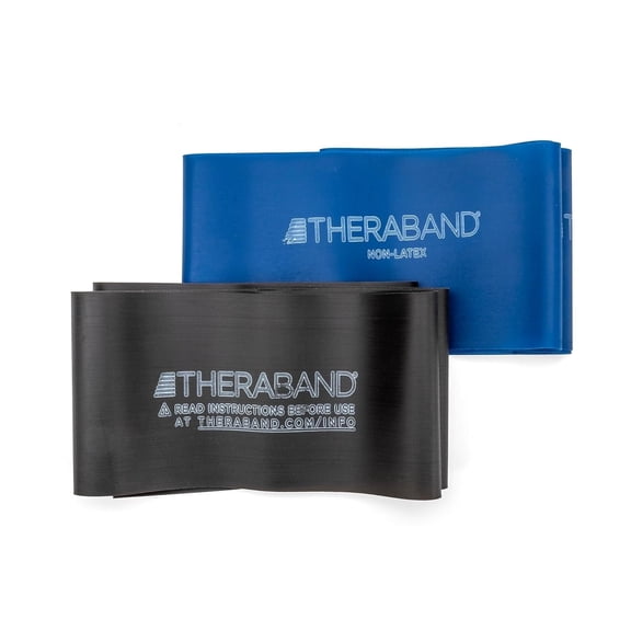 THERABAND Professional Non-Latex Resistance Bands, Blue & Black, Advanced Set