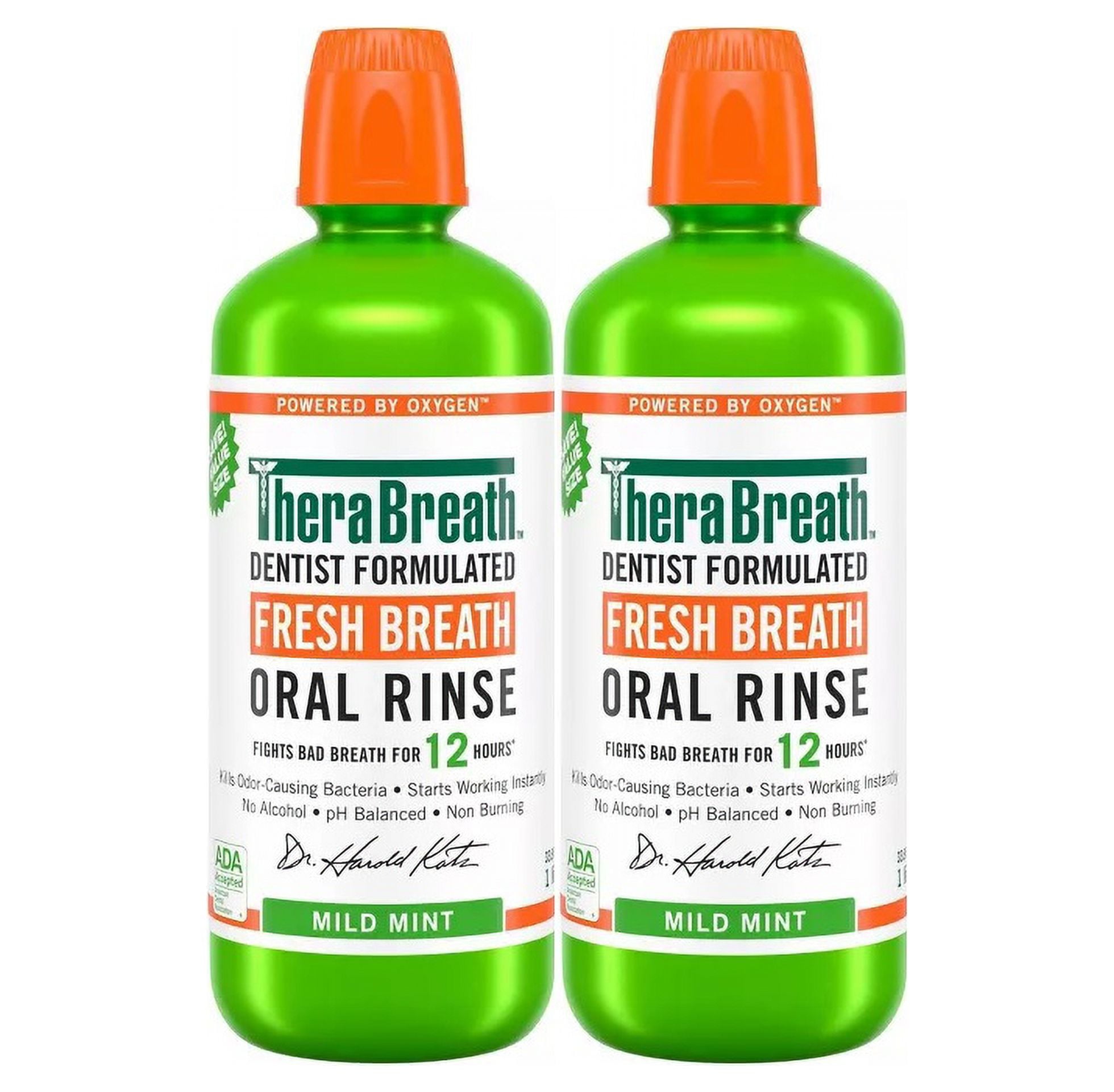 TheraBreath 24Hour Fresh Breath Oral Rinse, Mild Mint (1.0 Liter, 2 pk