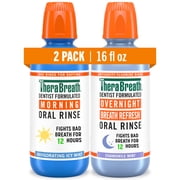 TheraBreath AM + PM Mouthwash Bundle, Morning & Overnight Rinses, 16 fl oz 2-Pack