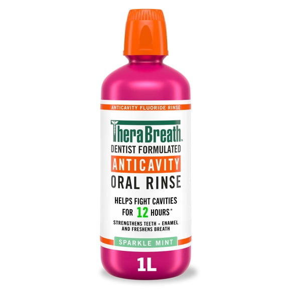 TheraBreath Anticavity Fluoride Mouthwash, Sparkle Mint, Dentist Formulated,  1 Liter