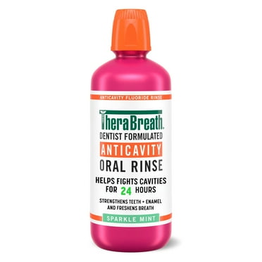 TheraBreath Anticavity Fluoride Mouthwash, Sparkle Mint, Dentist Formulated,  1 Liter