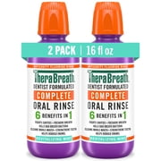 TheraBreath Complete Mouthwash, 6-in-1 Benefits, Alcohol-Free, Revitalizing Mint 2 Pack