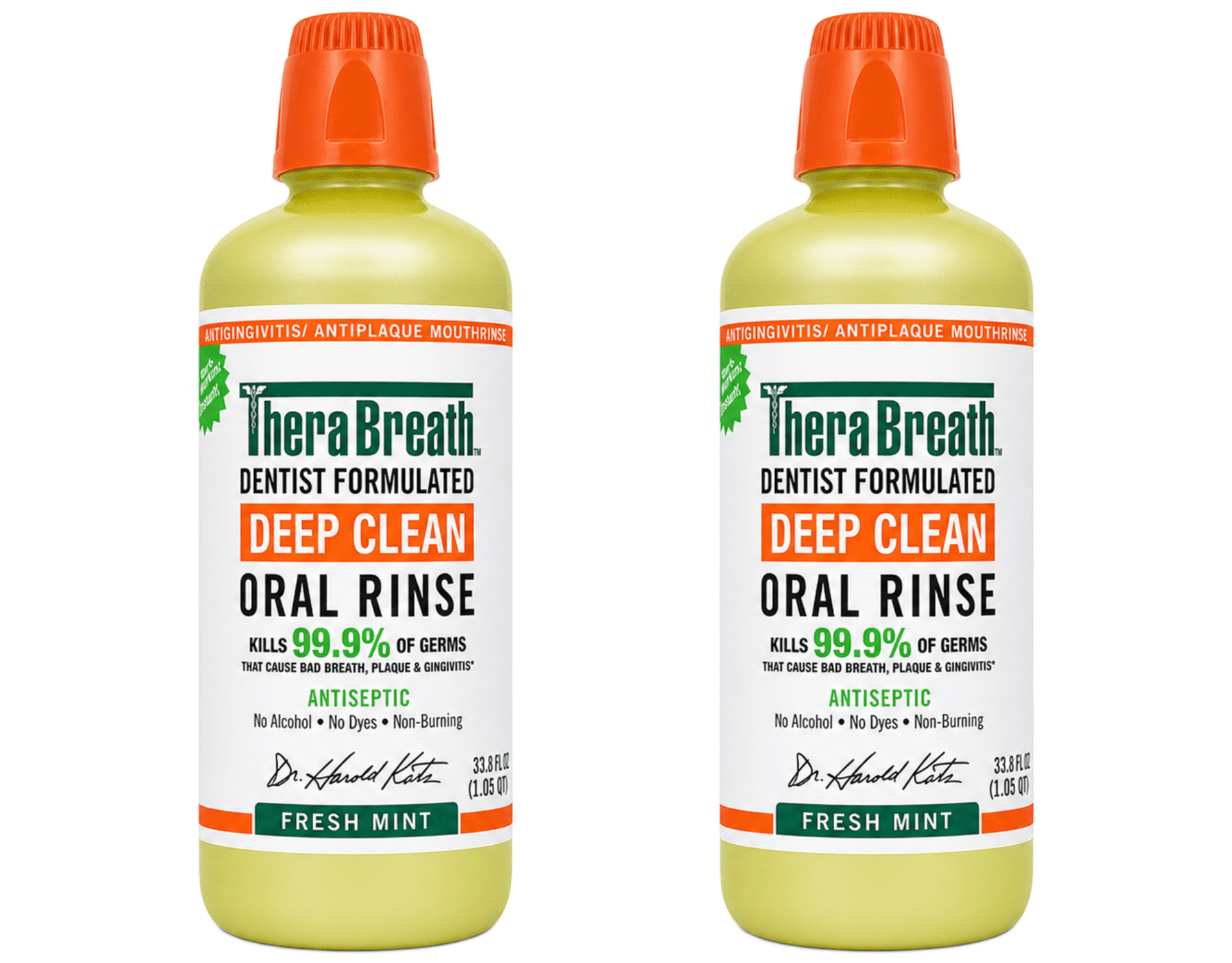 TheraBreath Deep Clean Antiseptic Mouthwash, Fresh Mint, 33.8 oz 2 Pack