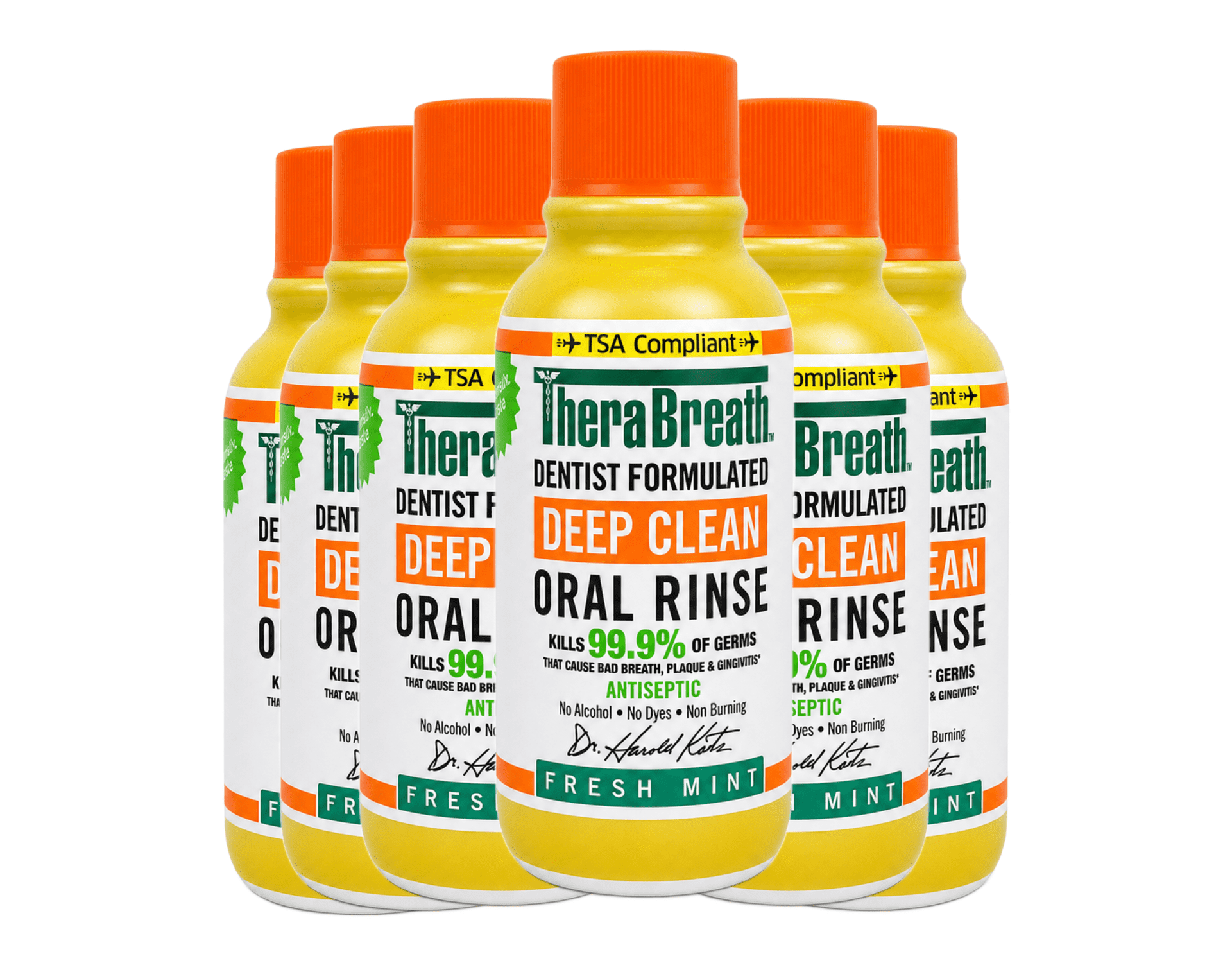 TheraBreath Deep Clean Antiseptic Mouthwash, Fresh Mint, Travel Size 3oz 6 Pack