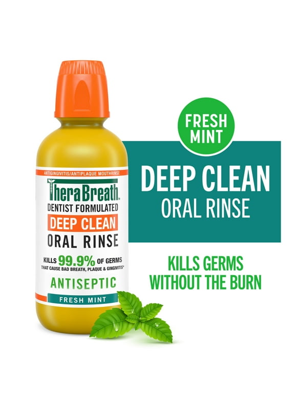 TheraBreath Deep Clean Mouthwash, Alcohol Free, Fresh Mint, 16 fl oz