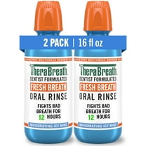 TheraBreath Fresh Breath Oral Rinse, Icy Mint Flavor, Alcohol Free & Non-Burning, 16 fl oz (2 Pack)