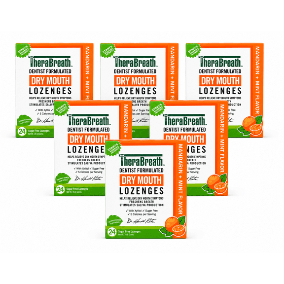 TheraBreath Dry Mouth Lozenges Mandarin Mint 24 Count 6 Pack