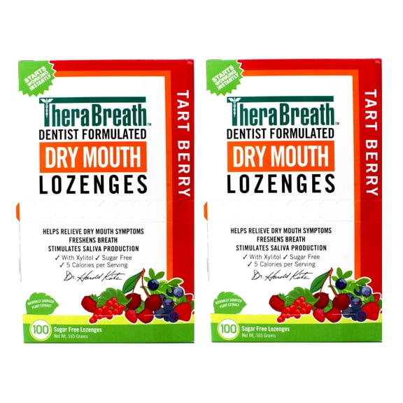 TheraBreath Dry Mouth Lozenges Tart Berry Flavor, 100 Count - 2 Pack