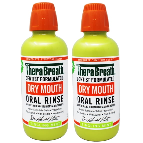 TheraBreath Dry Mouth Oral Rinse, Tingling Mint, 16 FL OZ - 2 Pack