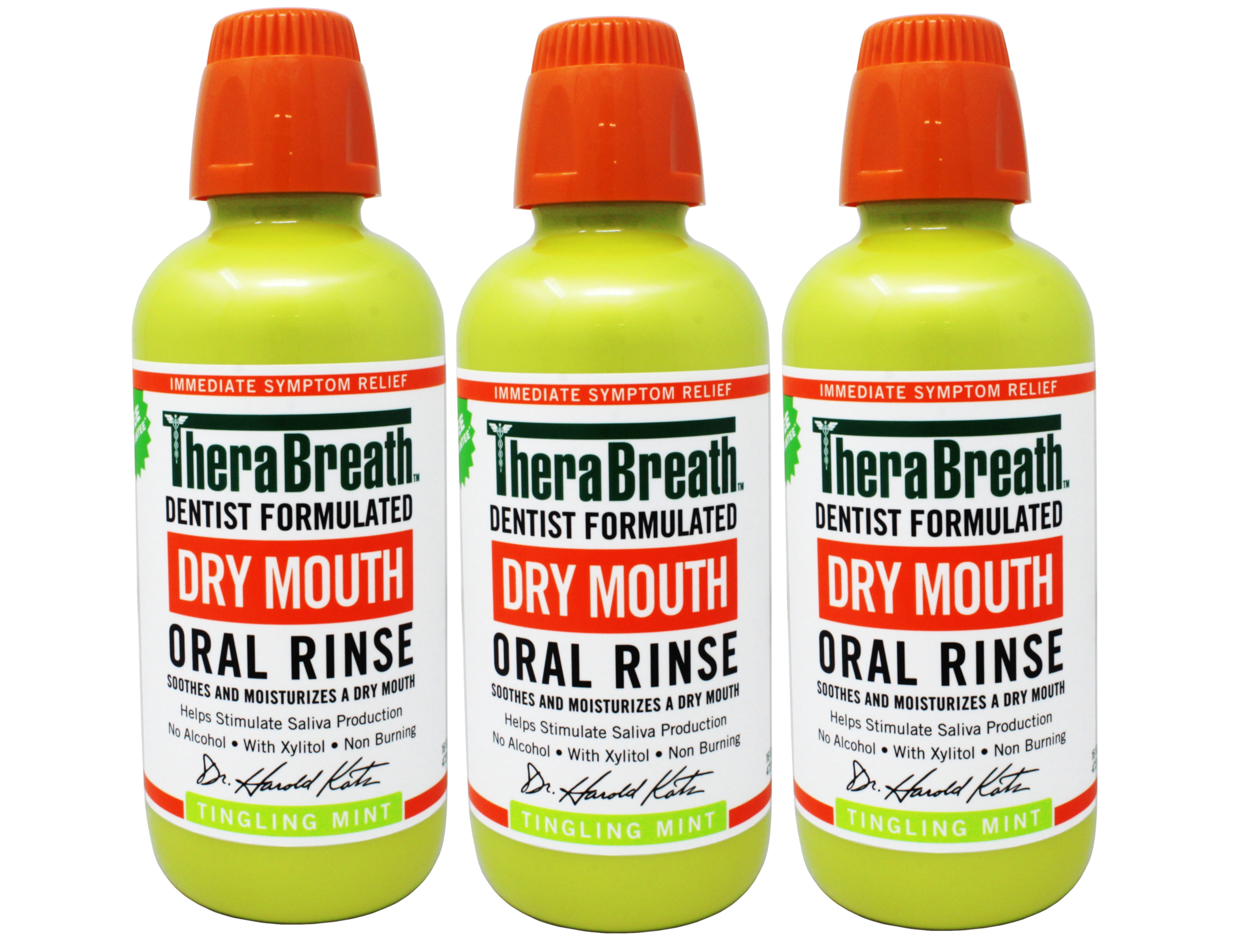 TheraBreath Dry Mouth Oral Rinse, Tingling Mint, 16 FL OZ - 3 Pack