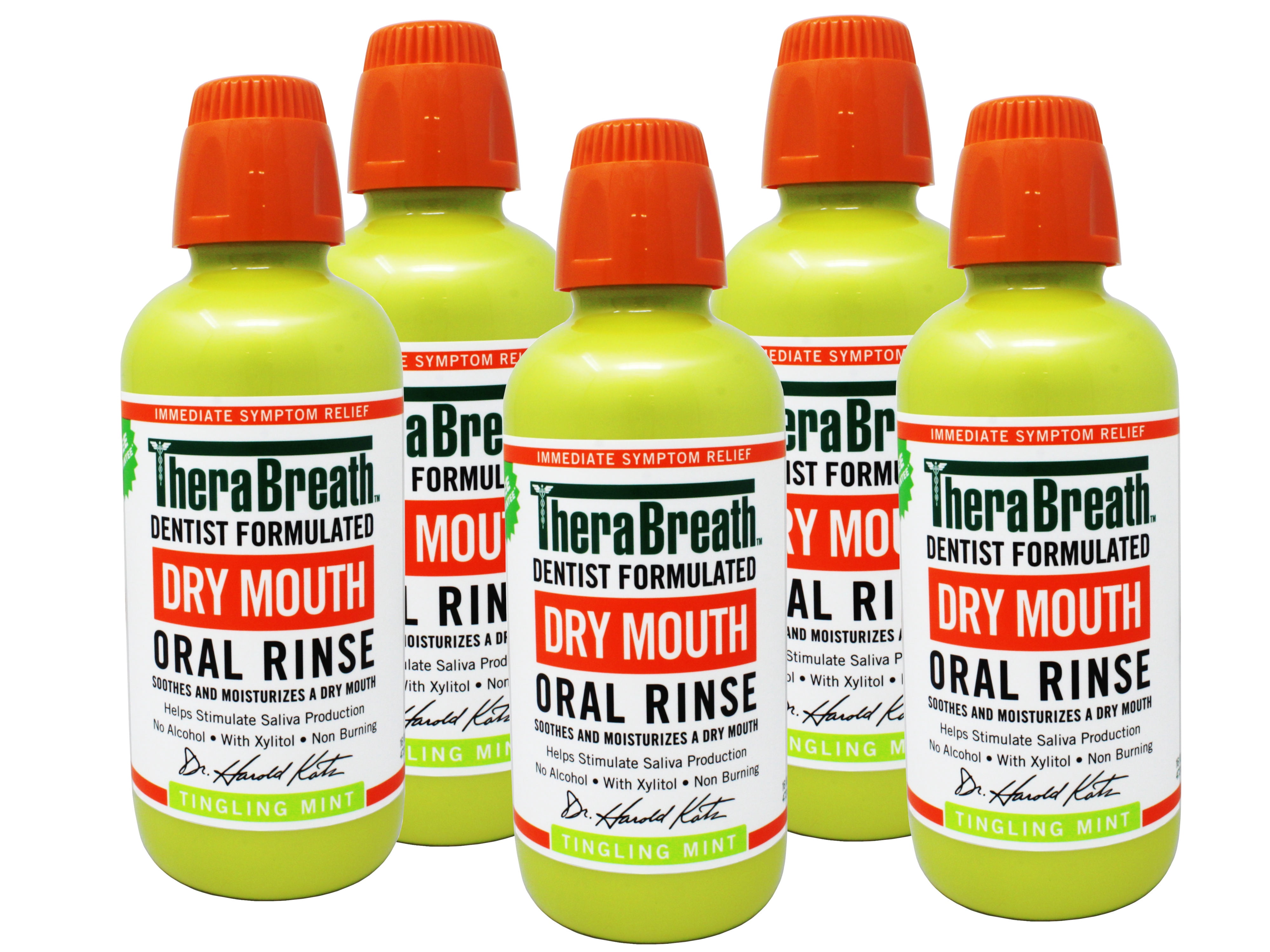 TheraBreath Dry Mouth Oral Rinse, Tingling Mint, 16 FL OZ - 5 Pack