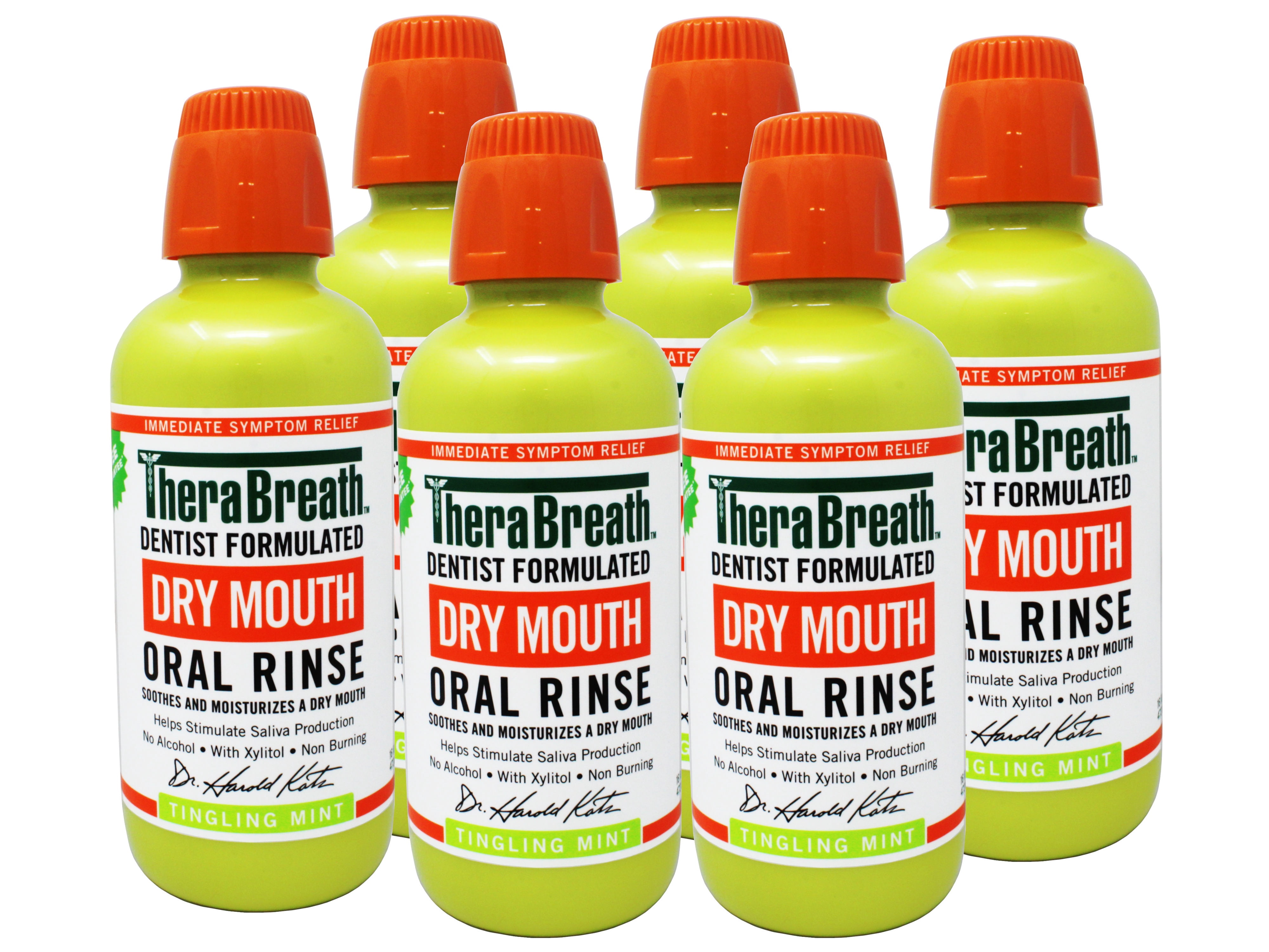TheraBreath Dry Mouth Oral Rinse, Tingling Mint, 16 FL OZ - 6 Pack