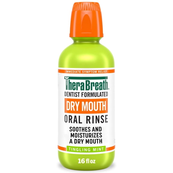 TheraBreath Dry Mouth Oral Rinse, Tingling Mint, Dentist Formulated, 16 fl oz