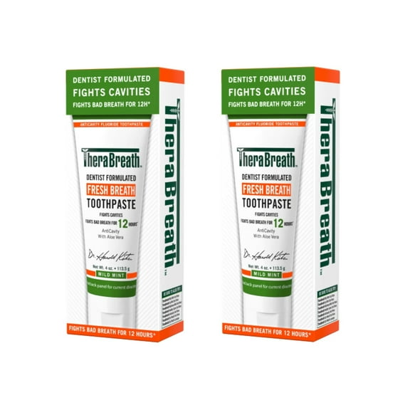 TheraBreath Fresh Breath Dentist Formulated Toothpaste, Mild Mint, 4 Ounce (Pack of 2)