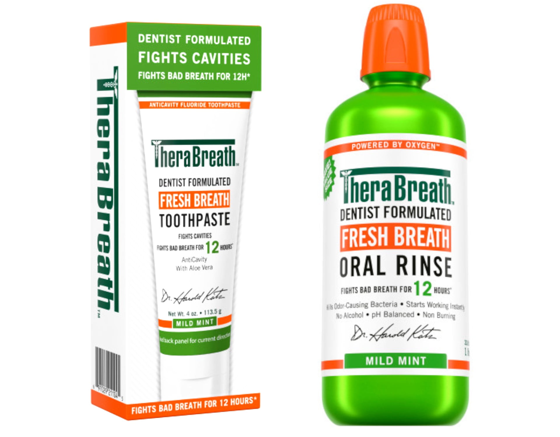 TheraBreath Fresh Breath Oral Care Bundle, Mild Mint Toothpaste 4 oz and Fresh Breath Oral Rinse 16 fl oz, Dentist Formulated Oral Care Kit