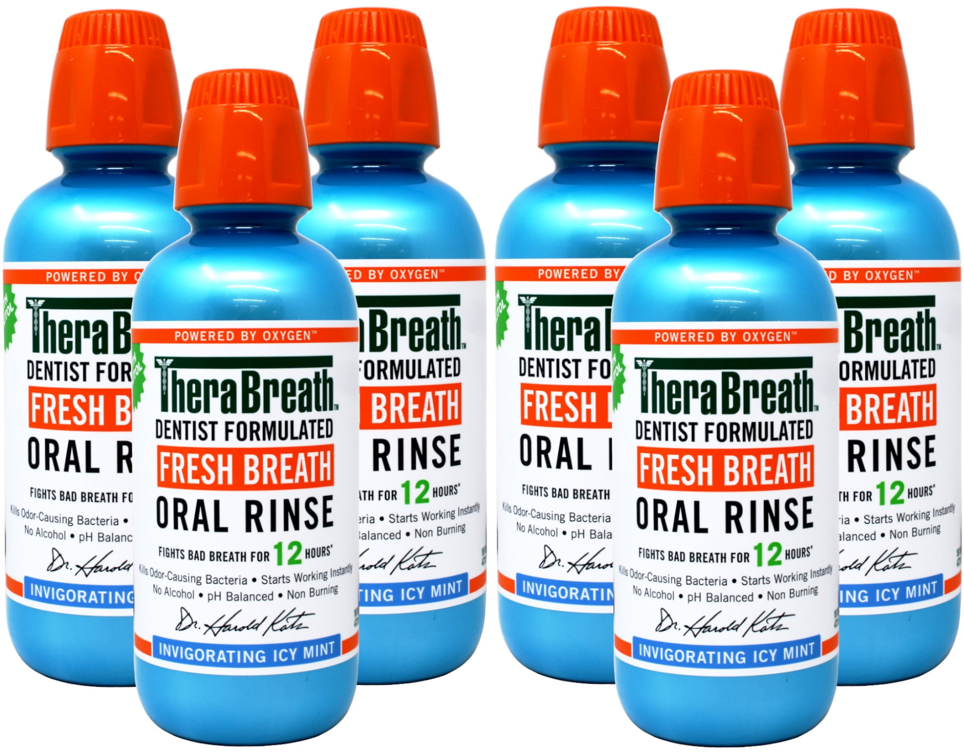 TheraBreath Fresh Breath Mouthwash, Alcohol-Free Oral Rinse, Icy Mint, 16 fl oz - 6 Pack