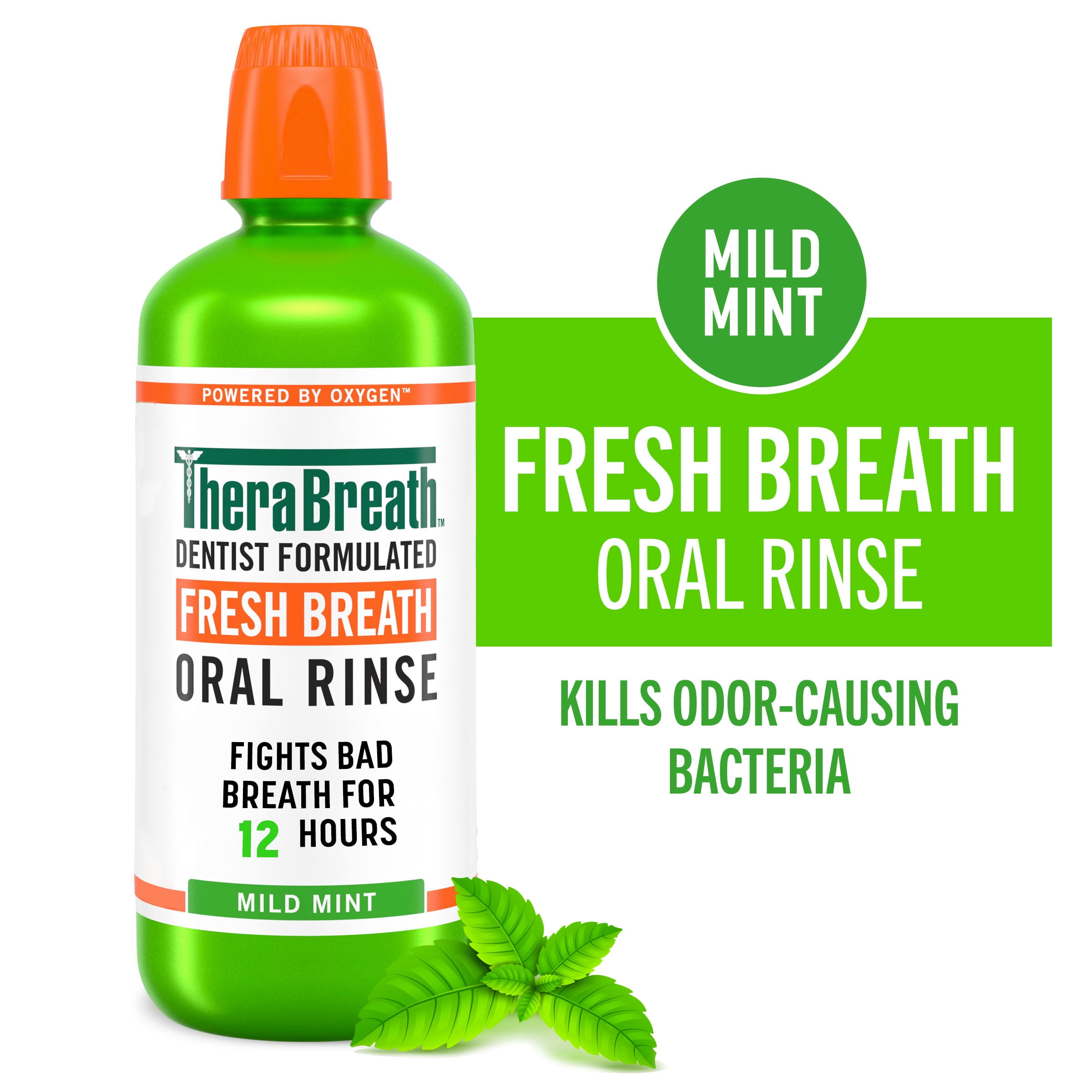 TheraBreath Fresh Breath Mouthwash Mild Mint Alcohol Free 1 Liter