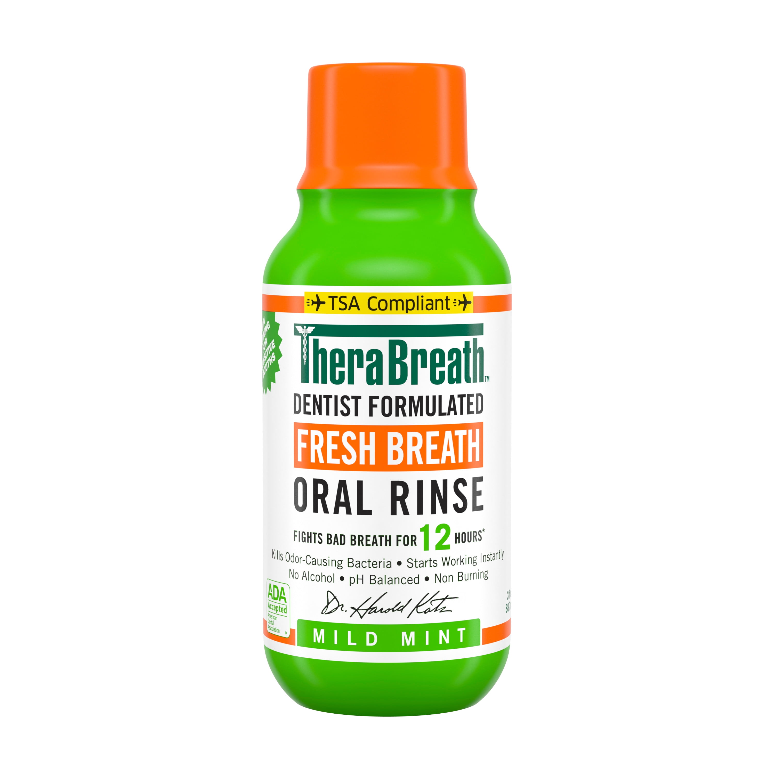 TheraBreath Fresh Breath Mouthwash, Mild Mint, AlcoholFree Adult
